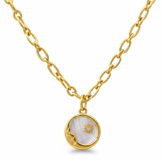 Collar Marsella Sol y Luna (Baño en Oro 18K)
