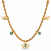 Collar Ojo Turco con Perla Turquesa (Bañado en Oro 18K)