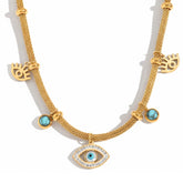 Collar Ojo Turco con Perla Turquesa (Bañado en Oro 18K)