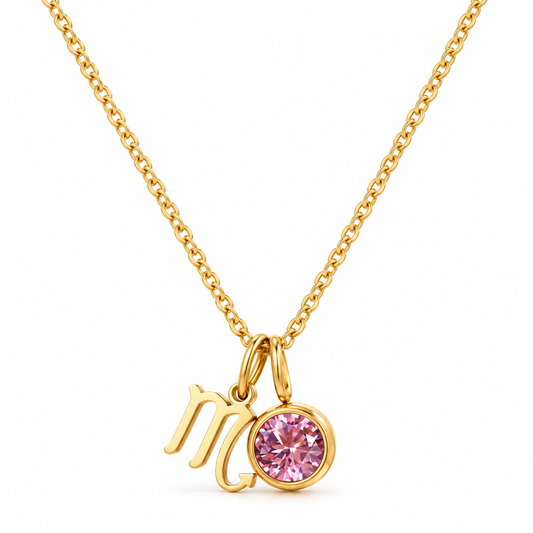 Collar Signos con Piedras de Nacimiento (Chapado en Oro 18K)