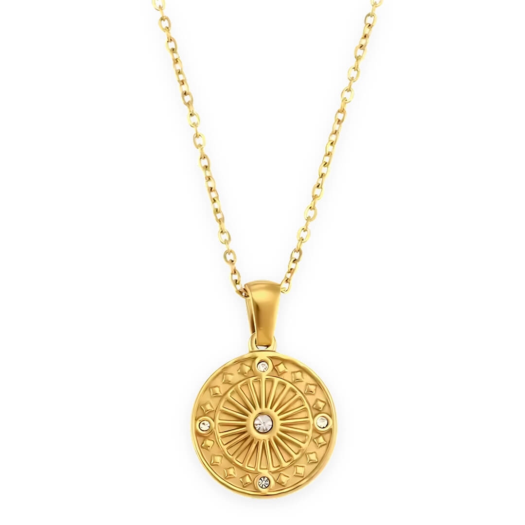 Collar Sol con Circonias (Chapado en Oro)