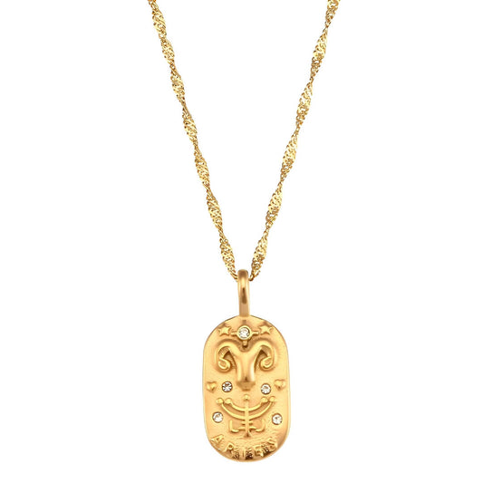 Collar Zodíaco Cadena Trenzada (Chapado en Oro 18K)