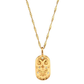 Collar Zodíaco Cadena Trenzada (Chapado en Oro 18K)