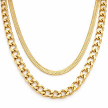 Collar de Capas de Malla y Cadena (Chapado en Oro 18K)