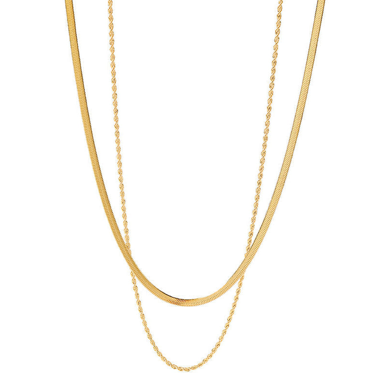 Mix Collar Malla y Trenzado (Chapado en Oro 18K)