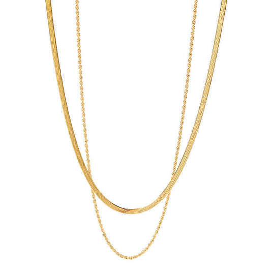 Mix Collar Malla y Trenzado (Chapado en Oro 18K)