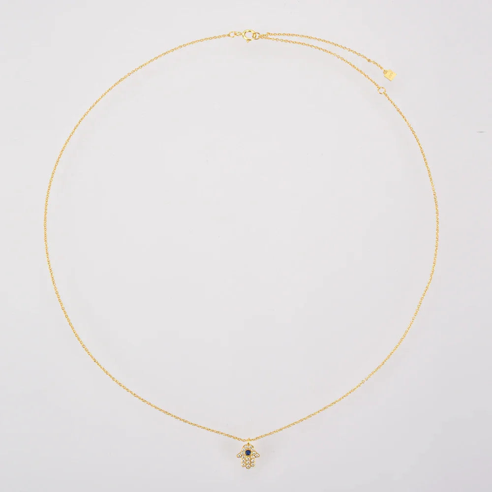 Collar Mano de Fátima Hamsá con Circonia (Chapado en Oro 18K)