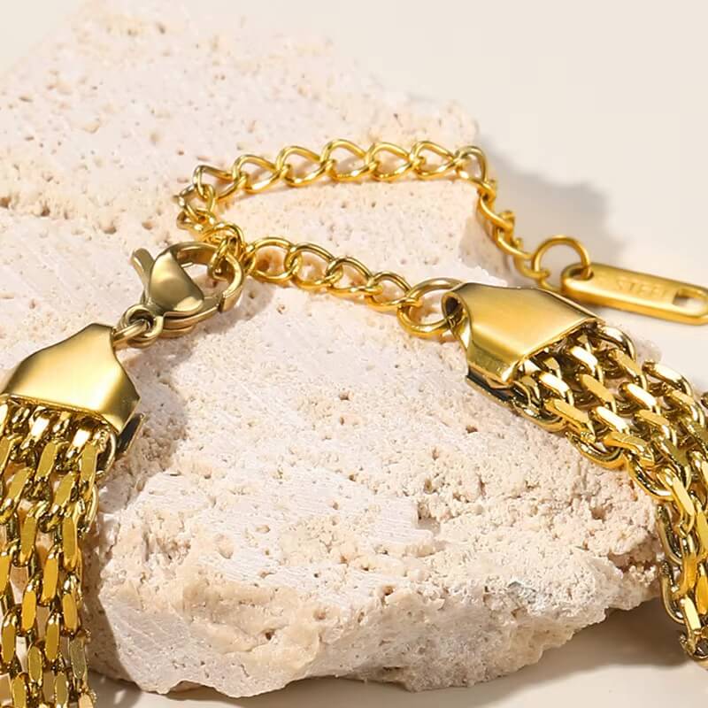 Pulsera Malla Elegante (Chapado en Oro)