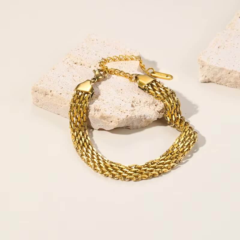 Pulsera Malla Elegante (Chapado en Oro)