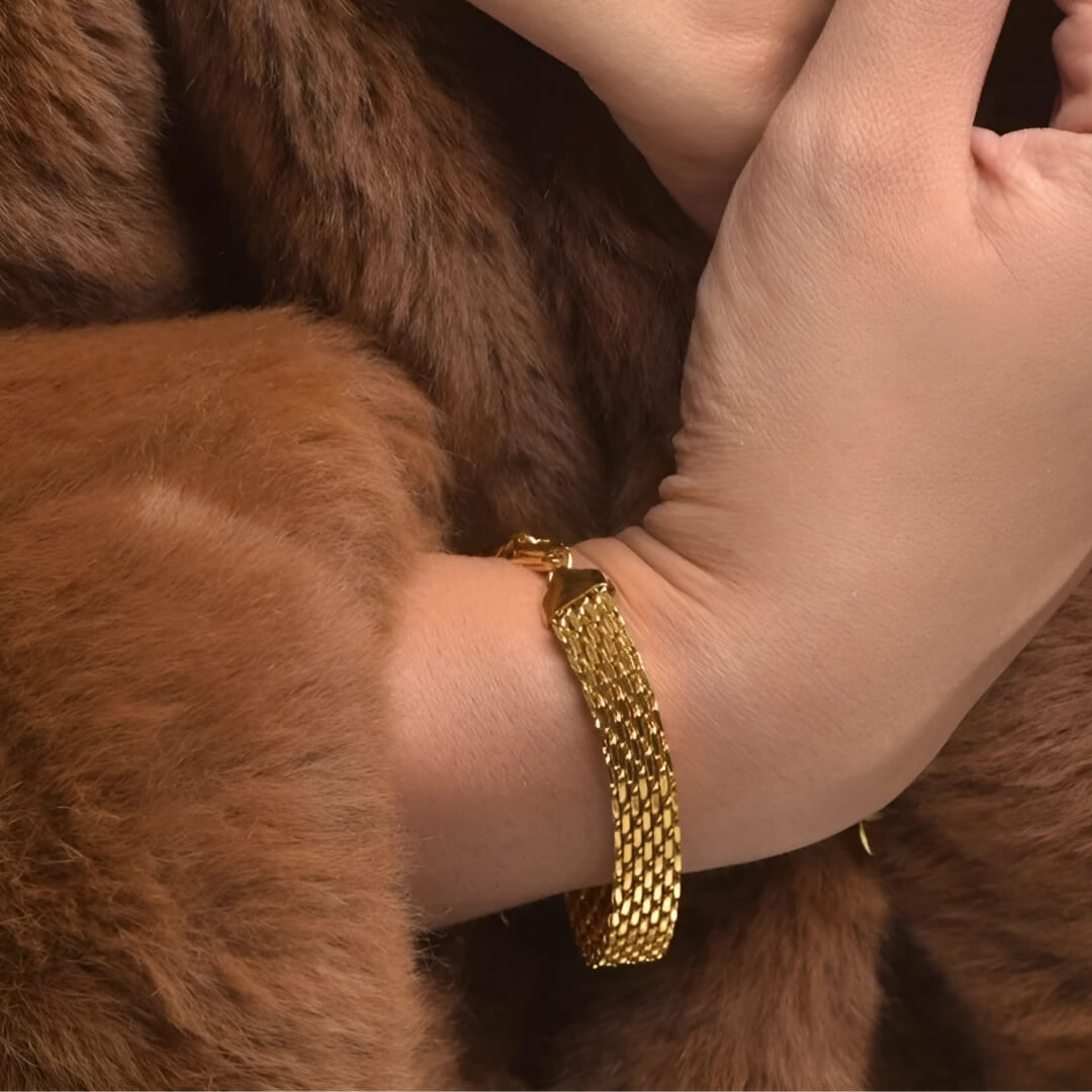 Pulsera Malla Elegante (Chapado en Oro)