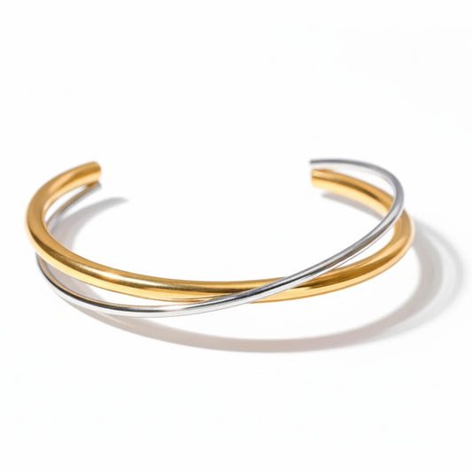 Pulsera Doble Contraste Verona (Chapado en Oro 18K)