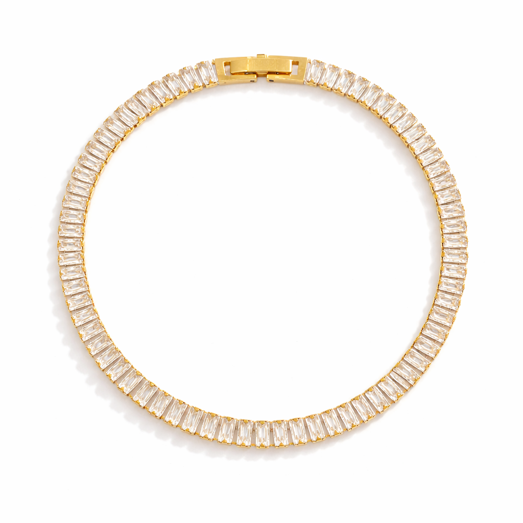 Pulsera Riviera con Circonita Baguette (Chapado en Oro)