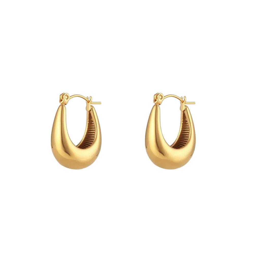 Aretes Argolla Canoa (Chapado en Oro)