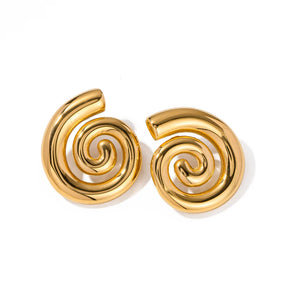 Conjunto Espiral Chunky: Collar + Arete (Chapado en Oro 18K)