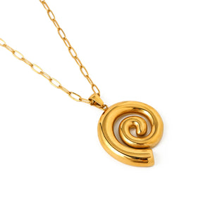 Conjunto Espiral Chunky: Collar + Arete (Chapado en Oro 18K)