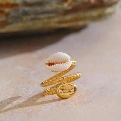Anillo Doble Caracoles (Chapado en Oro)