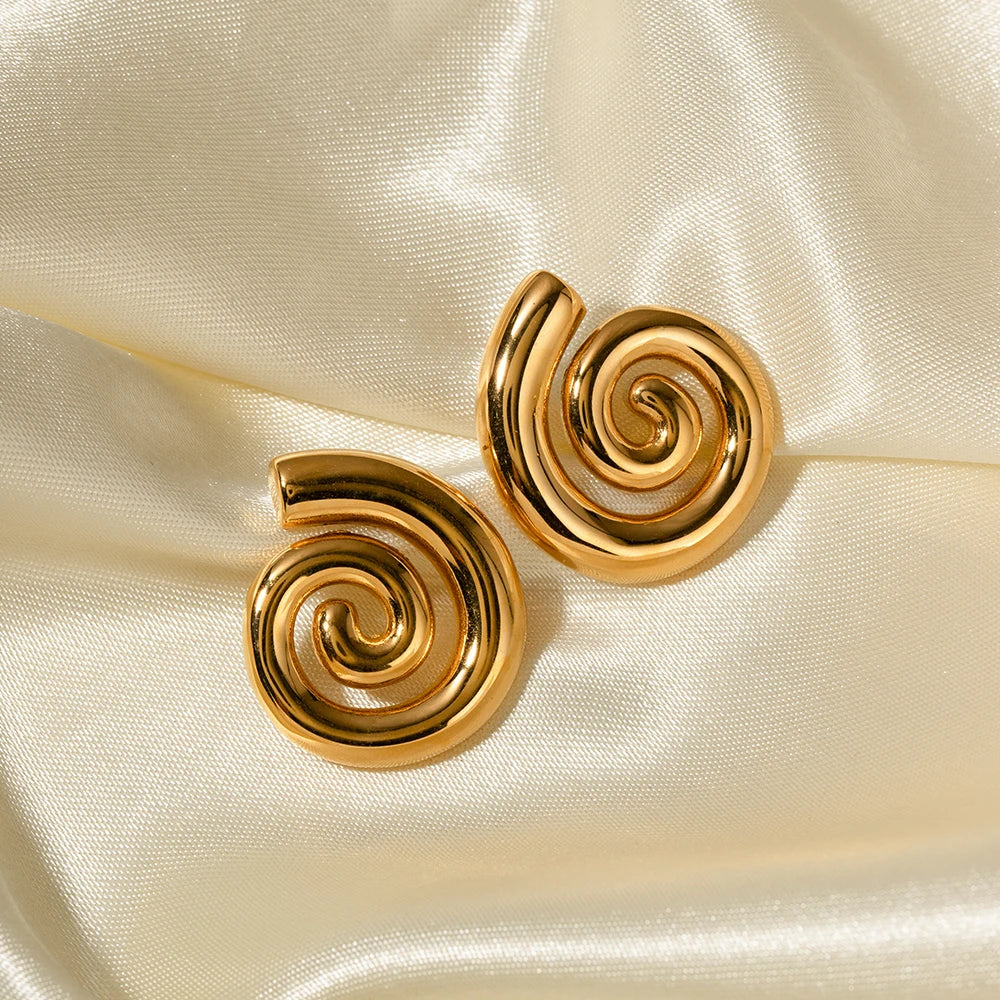 Conjunto Espiral Chunky: Collar + Arete (Chapado en Oro 18K)