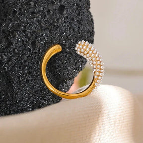 Anillo Spike con Perlas Ajustable (Chapado en Oro 18K)