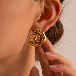 Arete en Espiral Chunky (Chapado en Oro 18K)