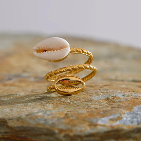 Anillo Doble Caracoles (Chapado en Oro)