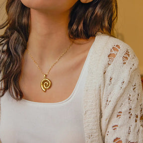 Conjunto Espiral Chunky: Collar + Arete (Chapado en Oro 18K)