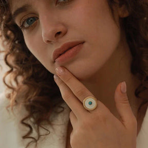 Anillo Ojo Turco Gaia (Chapado en Oro 18K)
