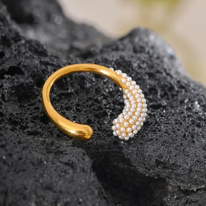 Anillo Spike con Perlas Ajustable (Chapado en Oro 18K)