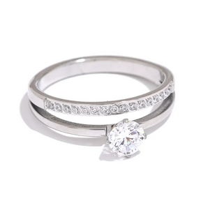 Anillo Doble Tachonado Punto de Luz (Chapado en Oro)