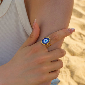 Anillo Amuleto Ojo Turco (Chapado en Oro)
