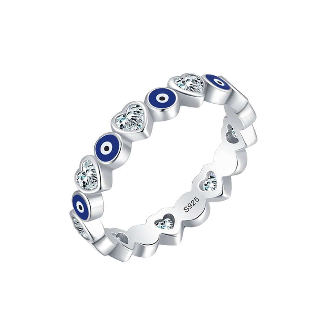 Anillo Ojo Turco y Corazón (Plata 925)