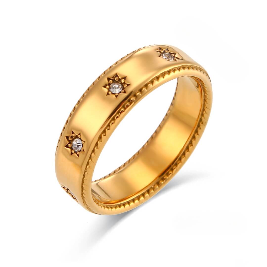 Anillo Stella con Cristales de Circonia (Chapado en Oro 18K)