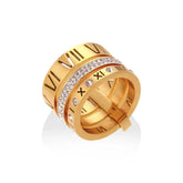 Anillo Triple Números Romanos (Chapado en Oro de 18K)