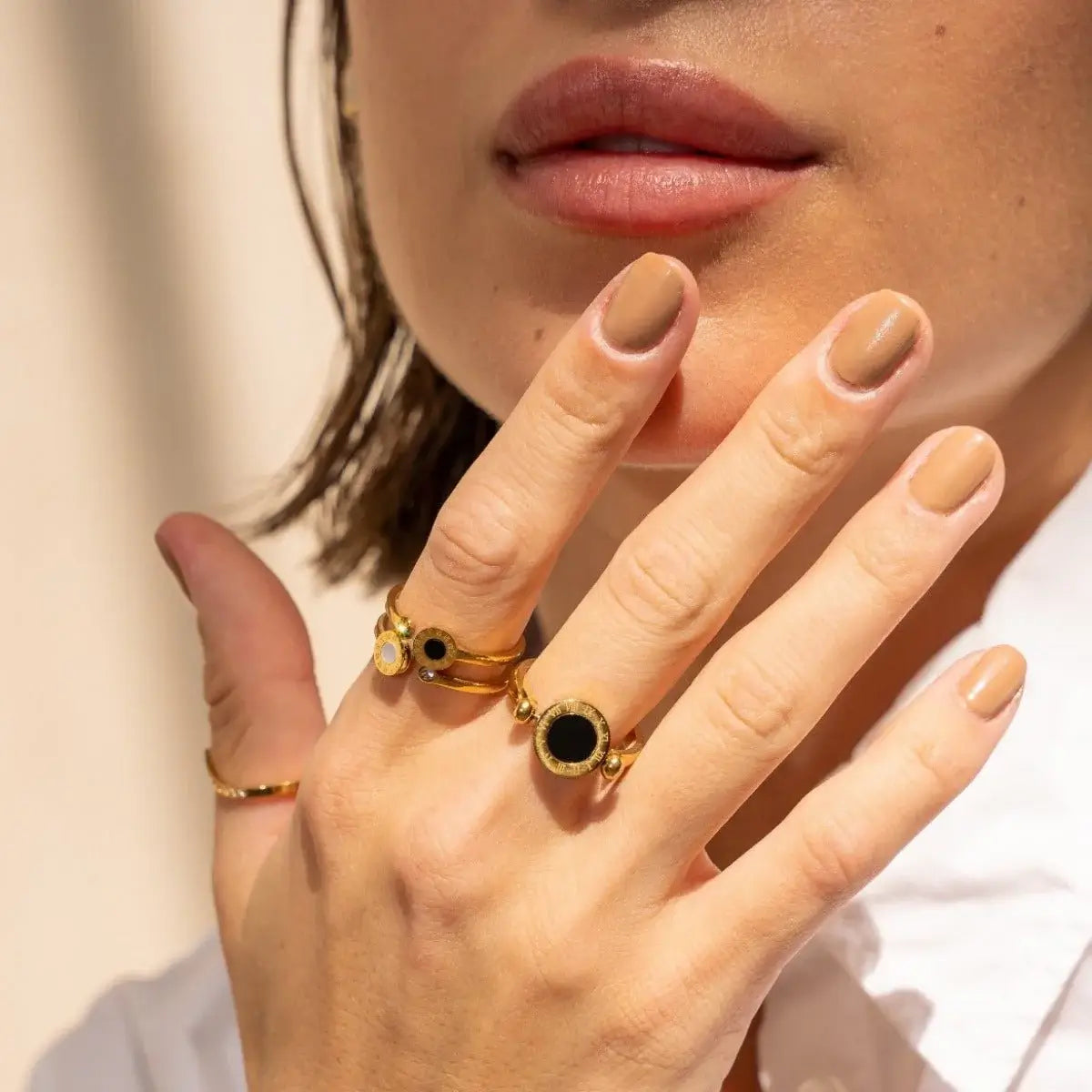 Anillo Doble con Números Romanos (Chapado en Oro)