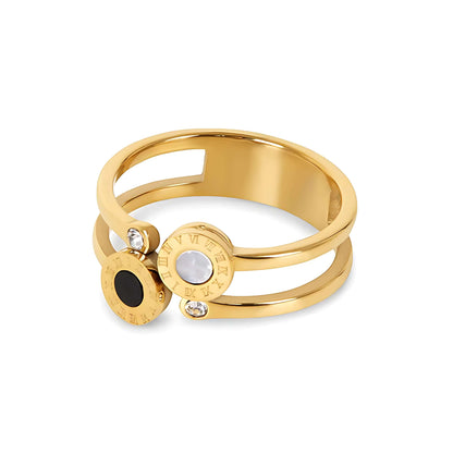 Anillo Doble con Números Romanos (Chapado en Oro)