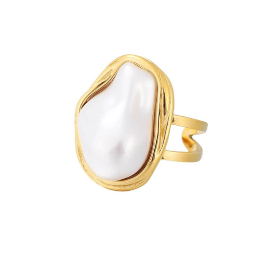 Anillo Perla Aura (Chapado en Oro)