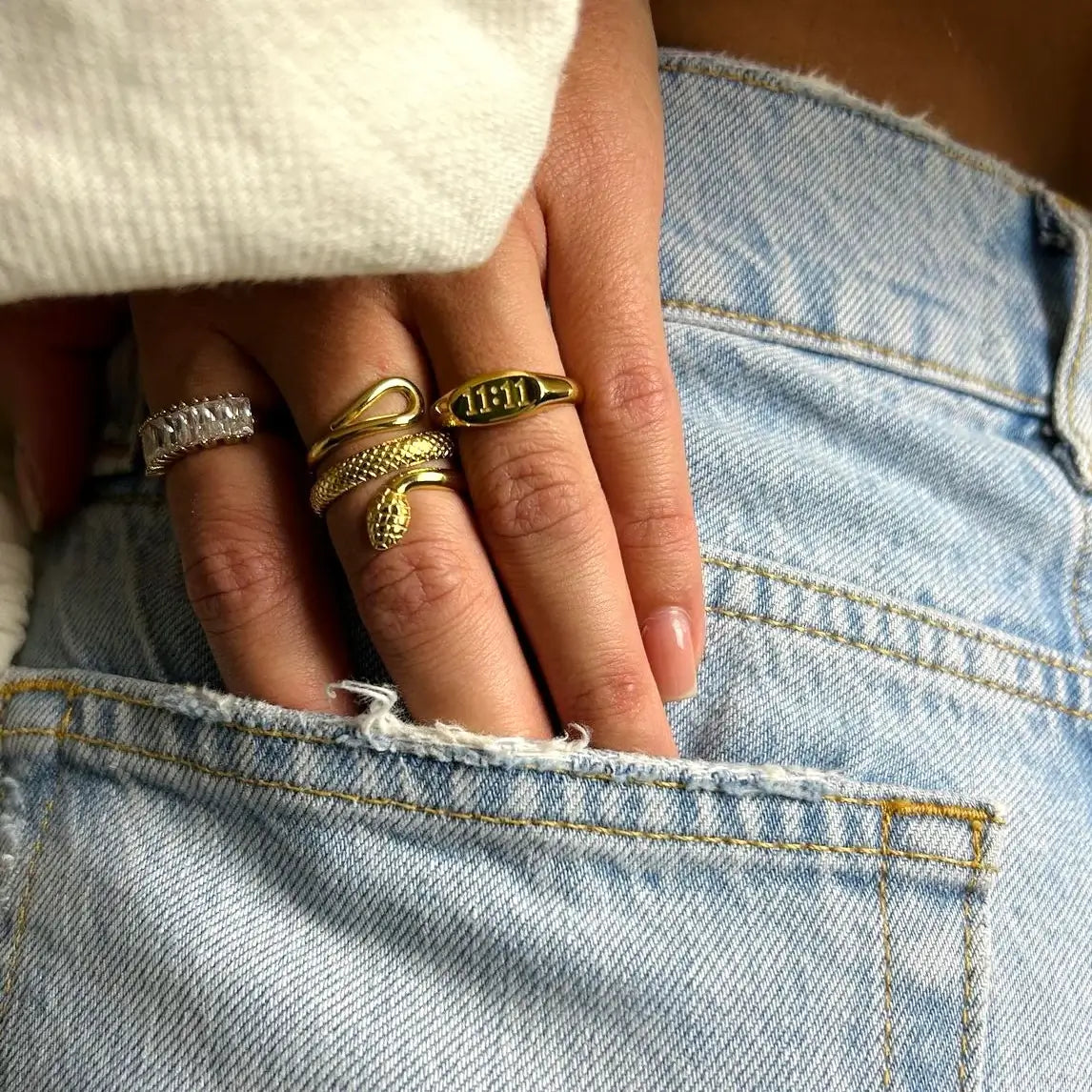 Anillo Serpiente (Chapado en Oro)