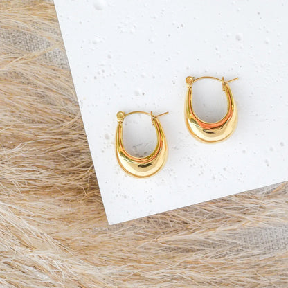 Aretes Argolla Canoa (Chapado en Oro)