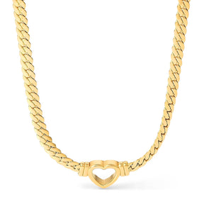 Collar Corazón con Cadena de Eslabones Gruesos (Chapado en Oro 18K)