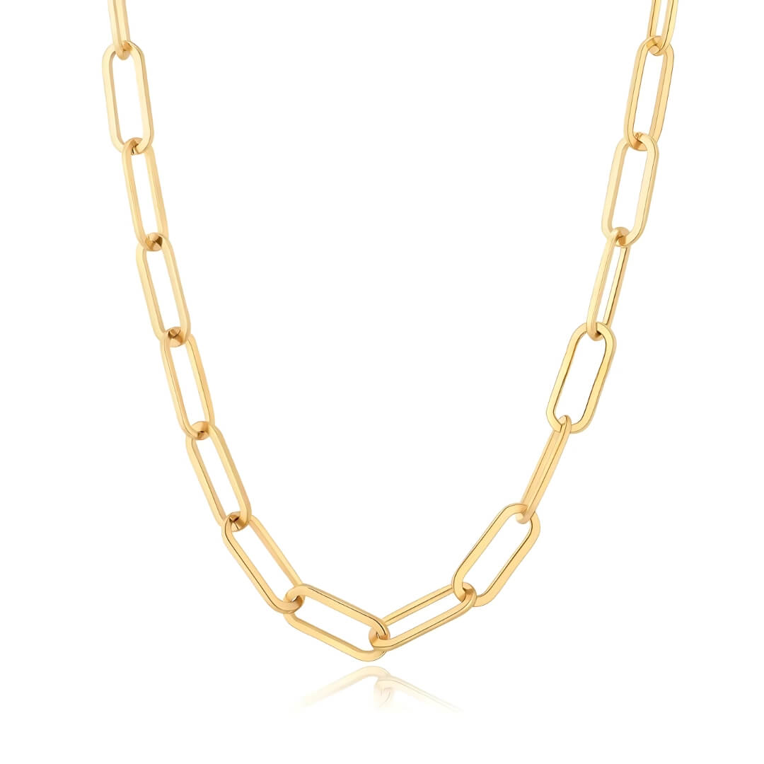 Collar de Cadena de Eslabones Largos (Chapado en Oro)