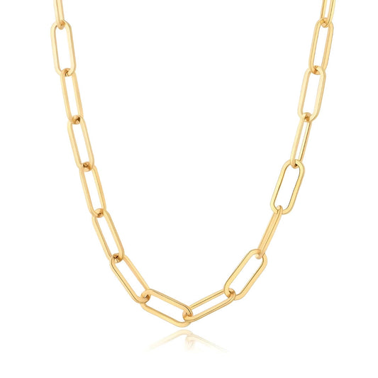 Collar de Cadena de Eslabones Largos (Chapado en Oro)