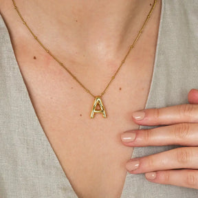Collar Letra Inicial Bubble (Chapado en Oro)