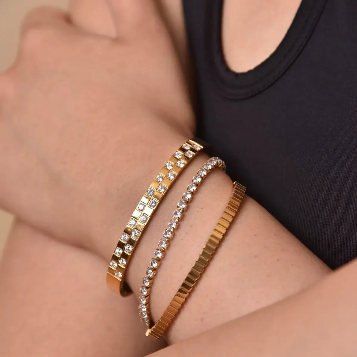 Pulsera Riviera con Circonita Brillante (Chapado en Oro)