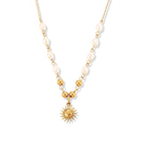 Collar Sol con Perlas (Chapado en Oro)