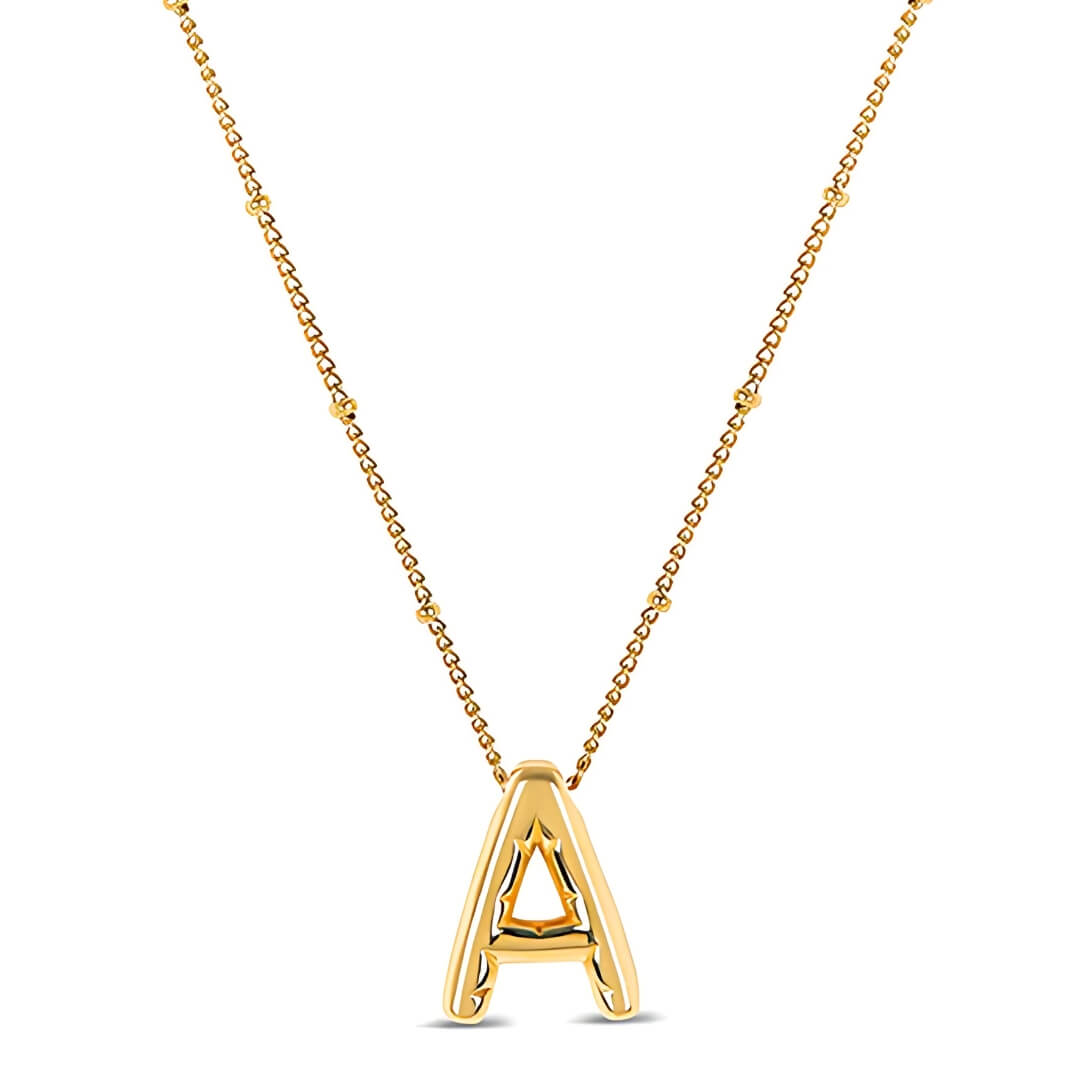 Collar Letra Inicial Bubble (Chapado en Oro)