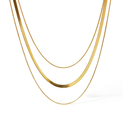 Collar Mixto de Malla y Cola de Ratón (Chapado en Oro 18K)