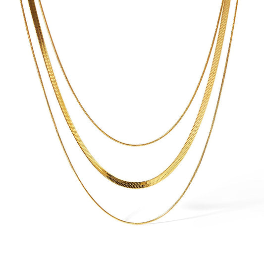Collar Mixto de Malla y Cola de Ratón (Chapado en Oro 18K)