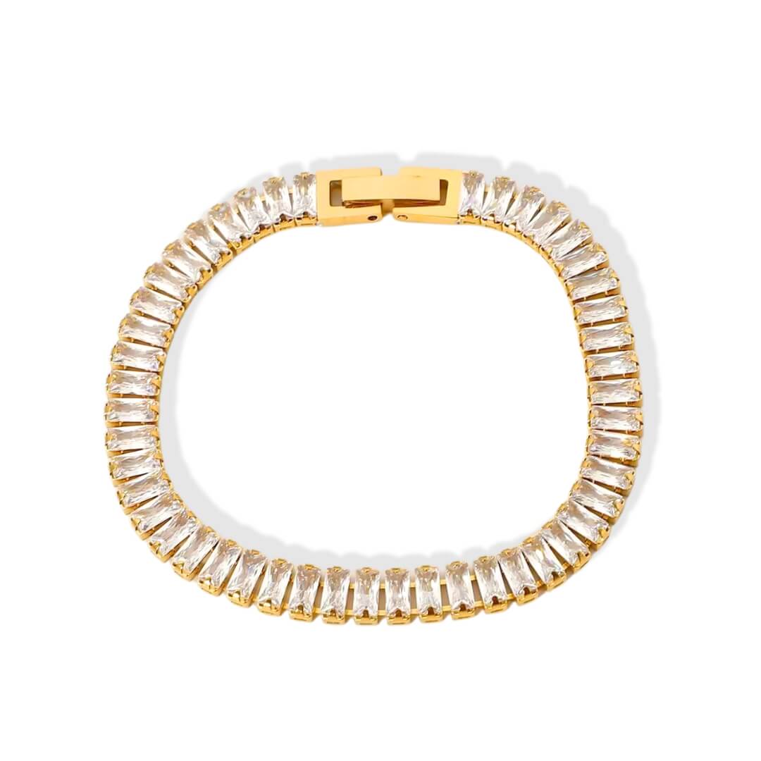 Pulsera Riviera con Circonita Baguette (Chapado en Oro)