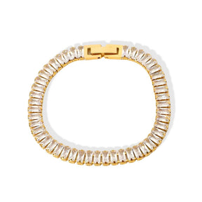 Pulsera Riviera con Circonita Baguette (Chapado en Oro)