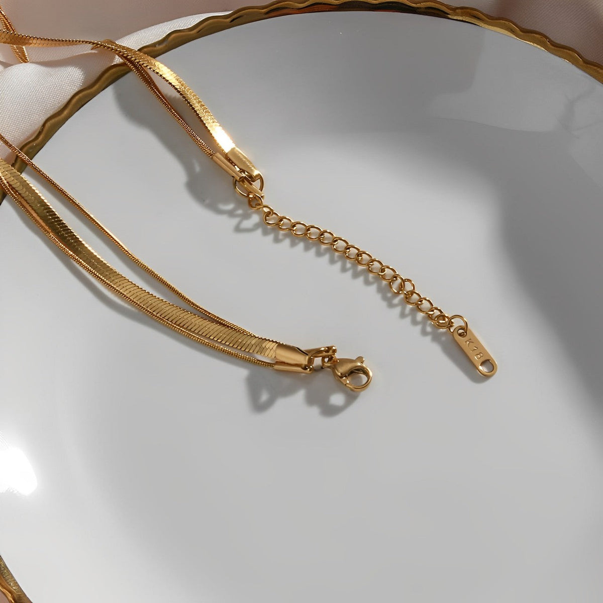 Collar Mixto de Malla y Cola de Ratón (Chapado en Oro 18K)